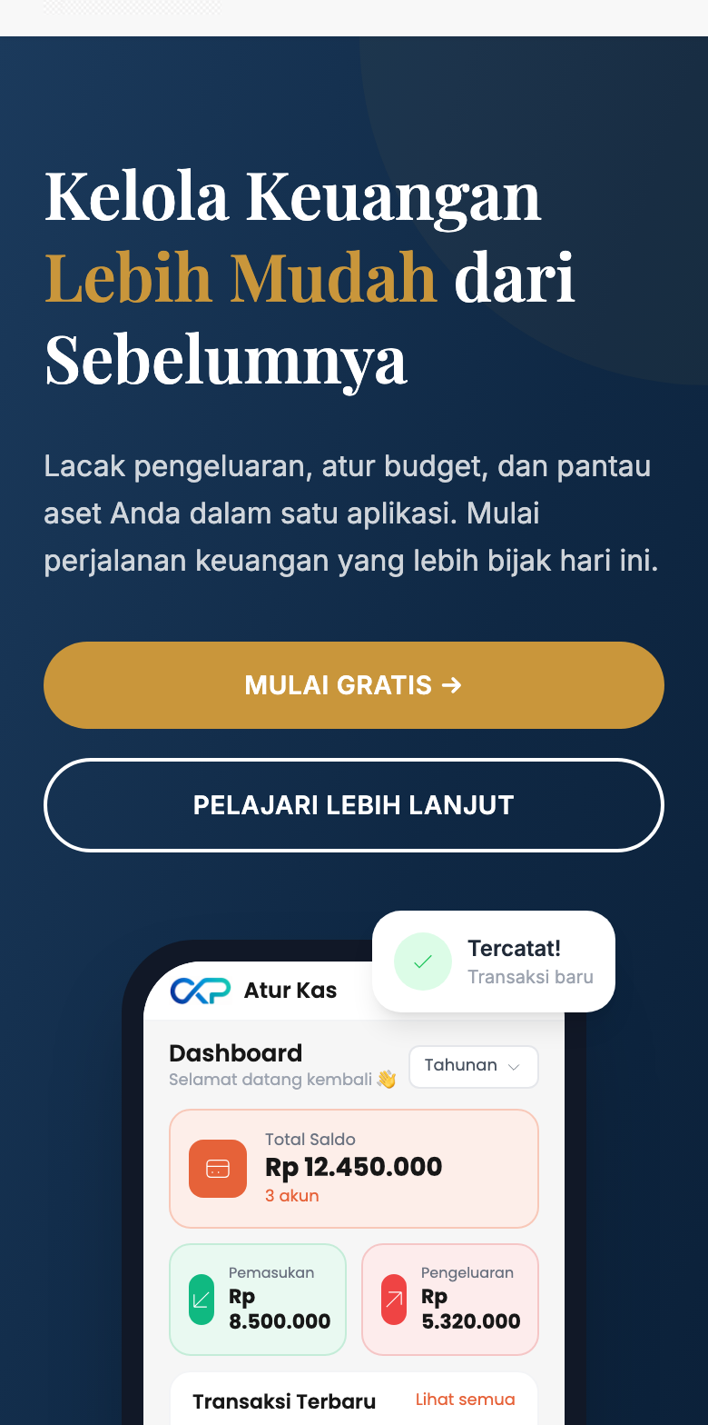 Tampilan aplikasi CKP Atur Kas di iPhone